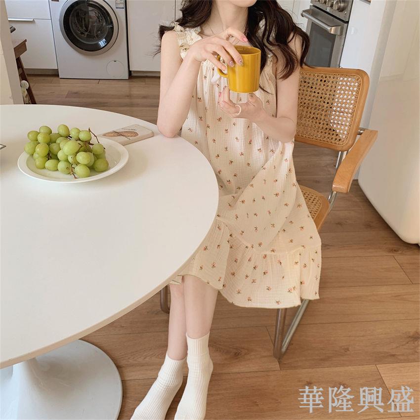 日系nis風吊帶睡裙女夏季甜美宅家少女睡衣法式薄款家居服連衣裙