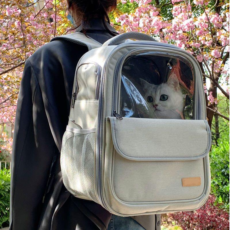 寵物太空包 貓包 寵物手提包 太空艙 貓包外出寵物外出包冬季貓咪雙肩包可愛透氣書包雙半透明輕便攜帶