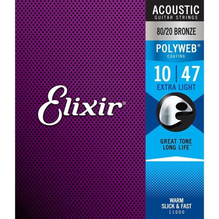 Elixir POLYWEB 11000 (10-47) 薄膜 防鏽 黃銅 木吉他弦 民謠吉他弦【唐尼樂器】