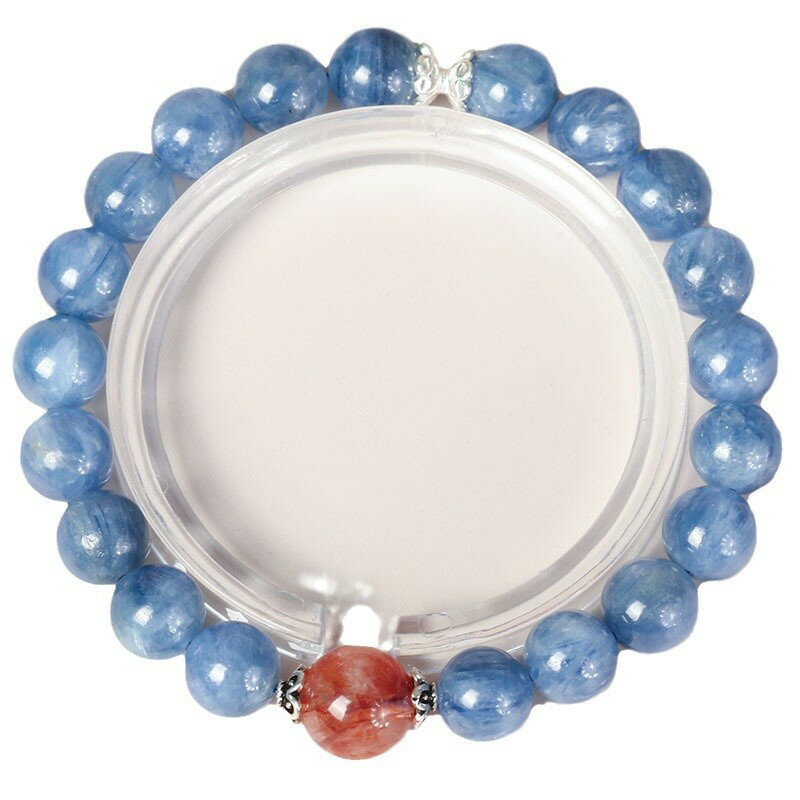 現貨+預購 水晶手鍊串珠手繩女手珠平安擋煞防小人轉運淨化招財開運-8.7mm藍晶石紅膠花74kj18【獨家進口】【米蘭精品】