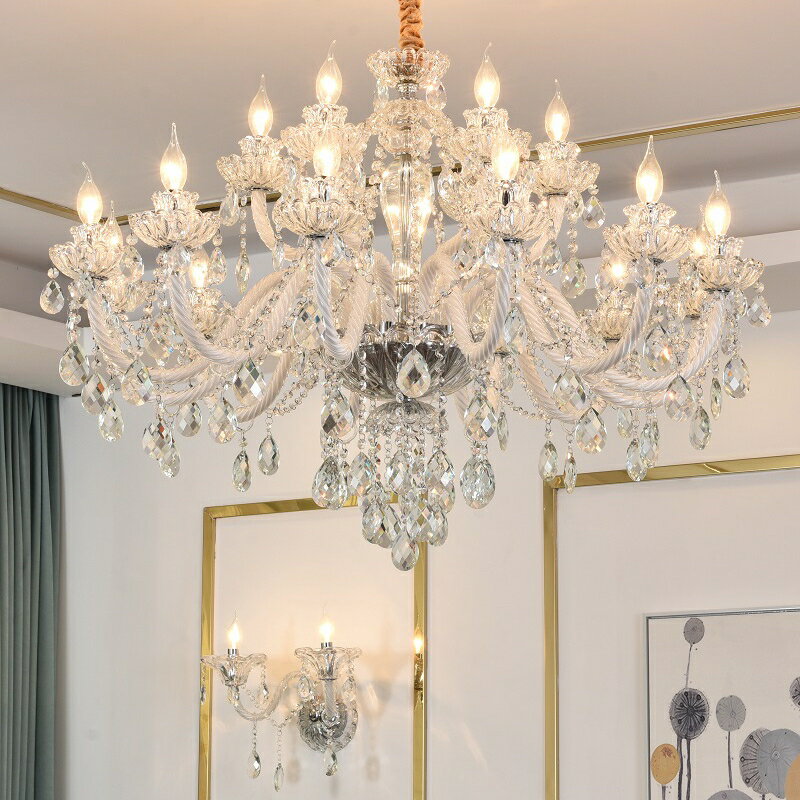 歐式水晶吊燈 2023 led 客廳餐廳玻璃蠟燭溫馨臥室大氣新款個性燈具
