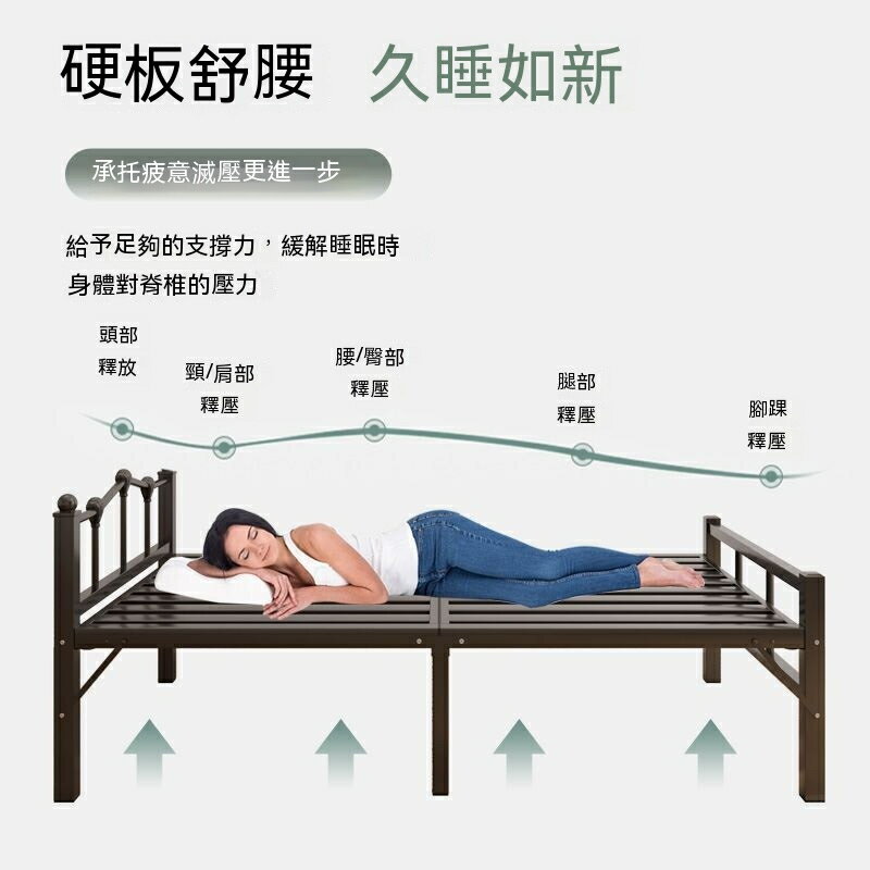 折疊床 單人床 雙人床 折疊床 1.2米床架 床架 午休床 雙人床 鋼絲床 鐵床 鐵藝床 床 簡易床 休息間床 6