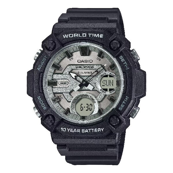 CASIO卡西歐 AEQ-120W-7AV 10年電力超大尺寸錶殼雙顯錶 銀面 52.2mm｜樂天全館特惠中★指定刷卡回饋10%