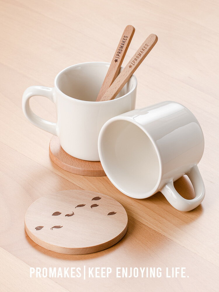 櫻花季白色馬克杯陶瓷杯碟套裝女士日式茶杯咖啡杯桌面杯 陶瓷杯 馬克杯 咖啡杯