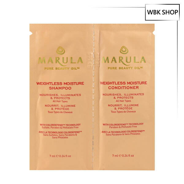 <br/><br/>  Marula 無重力洗髮精兩件組 洗髮精 7ml+潤髮乳 7ml (Weightless Moisture Shampoo 7ml+Weightless Moisture Conditioner 7ml) - WBK SHOP<br/><br/>