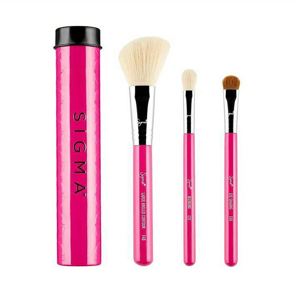 Sigma 基本旅行刷具3件組(含刷具罐)-粉紅色 Essential Trio Brush Set #Pink - WBK SHOP