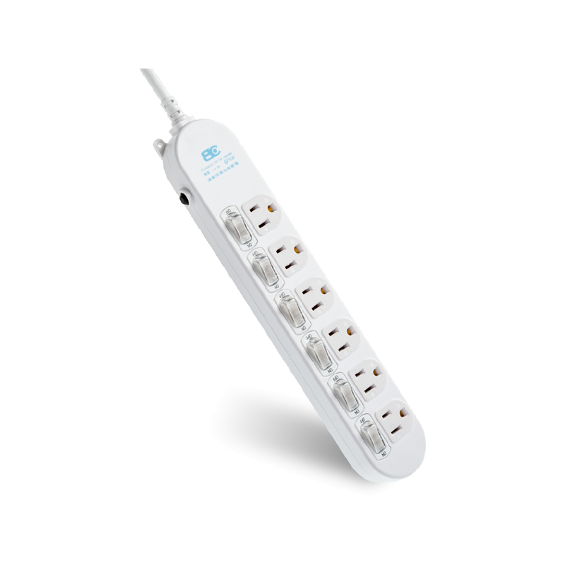 BC 博銓 KTC-636A-6 6切6座3孔1.2M/6尺 防雷擊 延長線(過載斷電保護/固定掛孔) 1