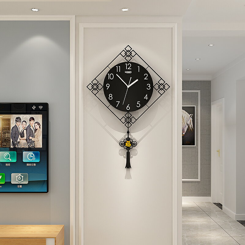 中式石英鐘表掛鐘客廳臥室靜音個性時尚裝飾掛表現代創意家用時鐘