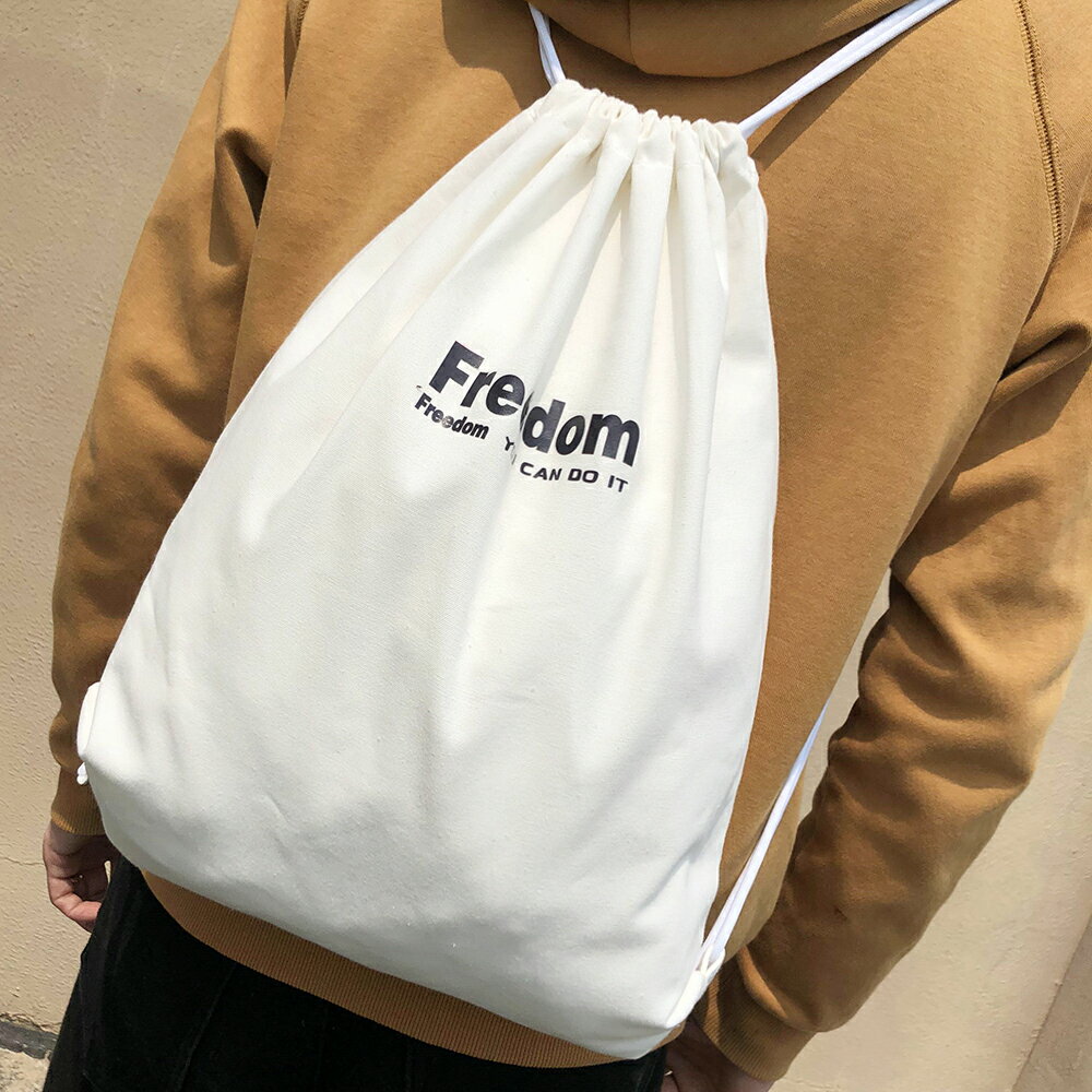 束口包 棉布帆布抽繩雙肩包 純棉拉繩補習包定製logo 賽事束口袋揹包定做 【CM2649】