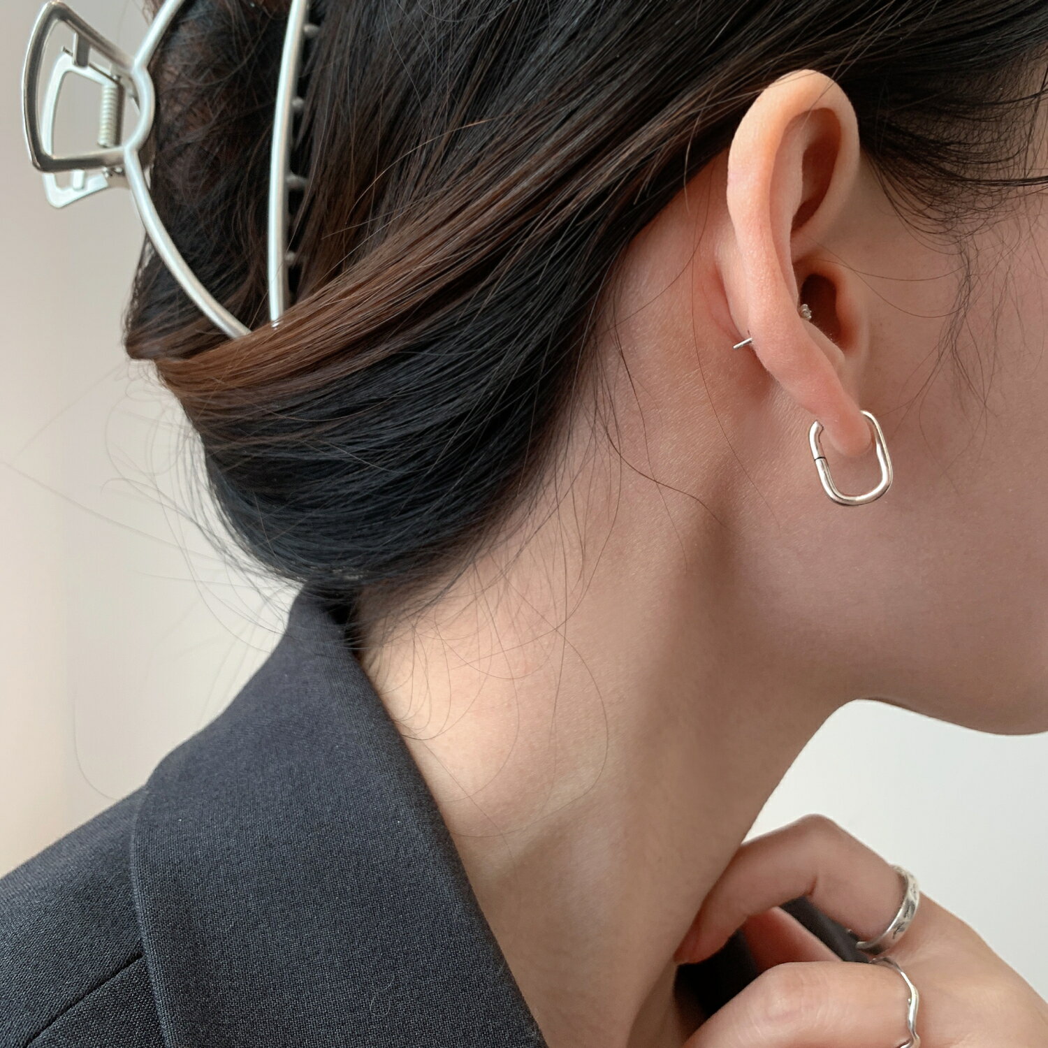 小寶s925純銀獨特設計萬能扣實心耳環女耳扣小眾輕奢高級個性氣質