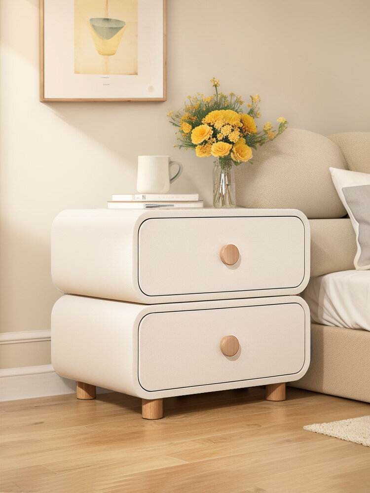極簡實木床頭櫃簡約現代床邊櫃2024新款家用臥室儲物櫃奶油收納櫃 幸福驛站