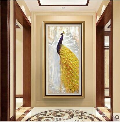 歐式美式入戶玄關牆面裝飾走廊過道豎版大氣孔雀掛畫現代簡約壁畫 玩物志