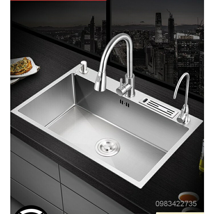 德國水槽單槽 廚房洗菜盆304不銹鋼洗碗槽傢用手工洗碗池納米