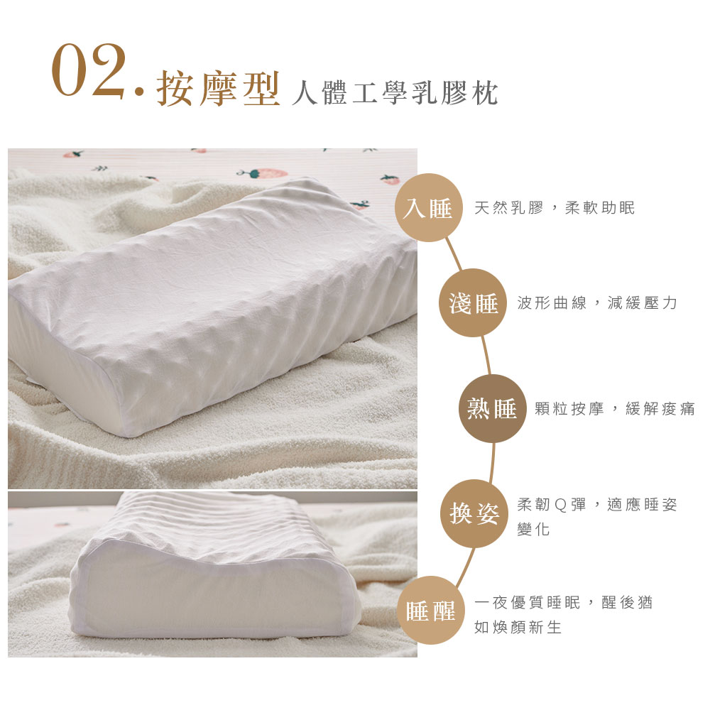 【DUYAN 竹漾】人體工學乳膠枕- 多款任選 | 蝶型 | 蜂巢型 | 按摩型｜頭頸舒壓型 3