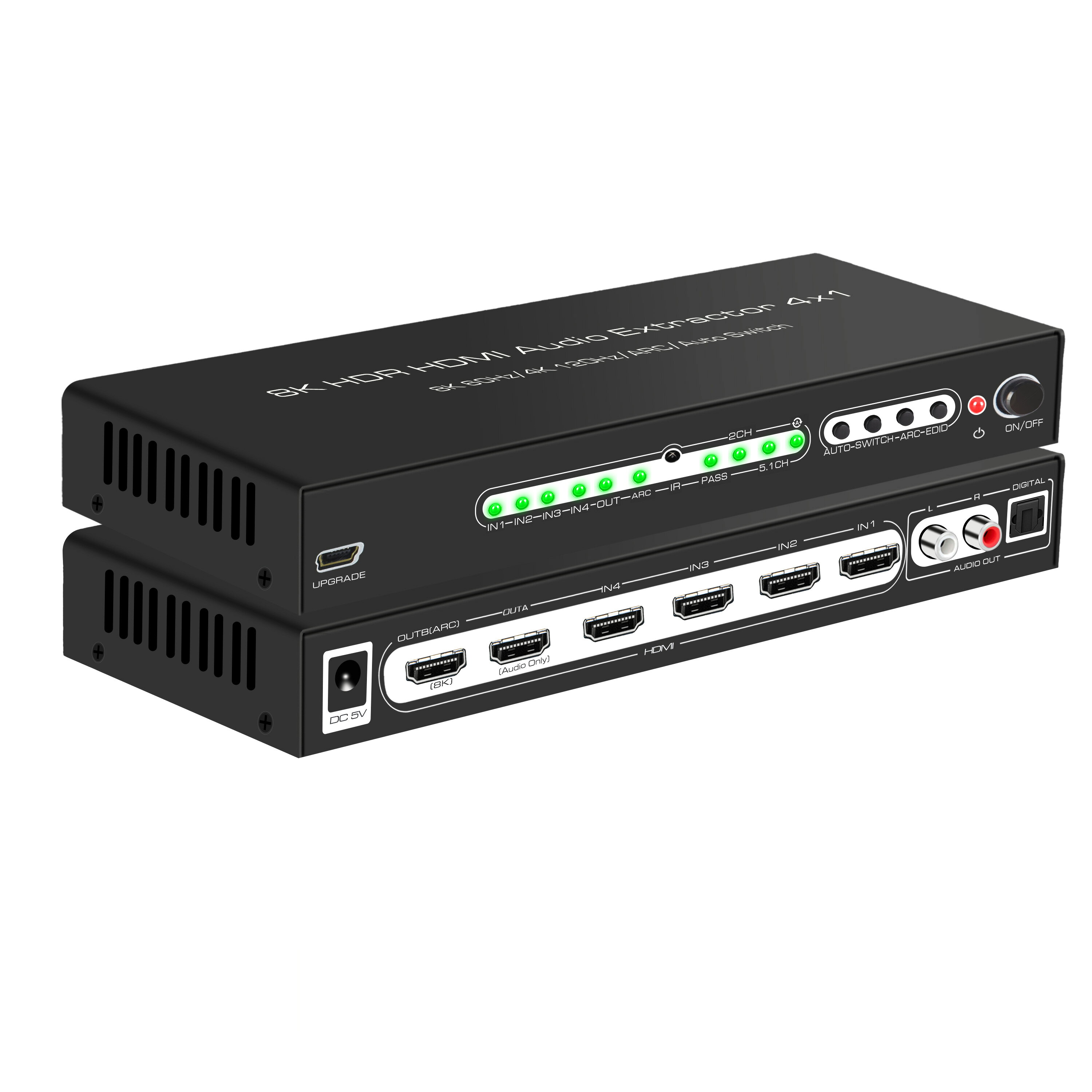 AIS 艾森 2.1版HDMI四進一出音訊分離器轉換器切換器8K60HZ48GB DolbyAtoms HDSW0040M1 GG2