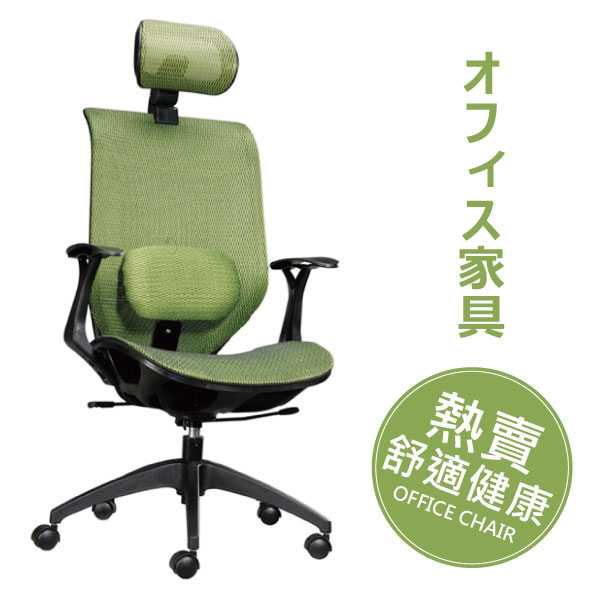 辦公椅 電腦椅 高級人體工學透氣網背辦公椅(頭靠枕+腰靠枕) -綠【天空樹生活館】