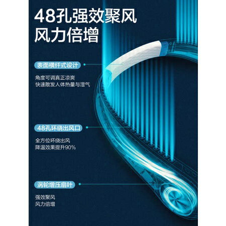 # 閃魔 USB掛脖子風扇懶人小風扇便攜式靜音大風力小型隨身可充電渦輪無葉迷你學生掛頸網紅降溫空調廚房電扇 3