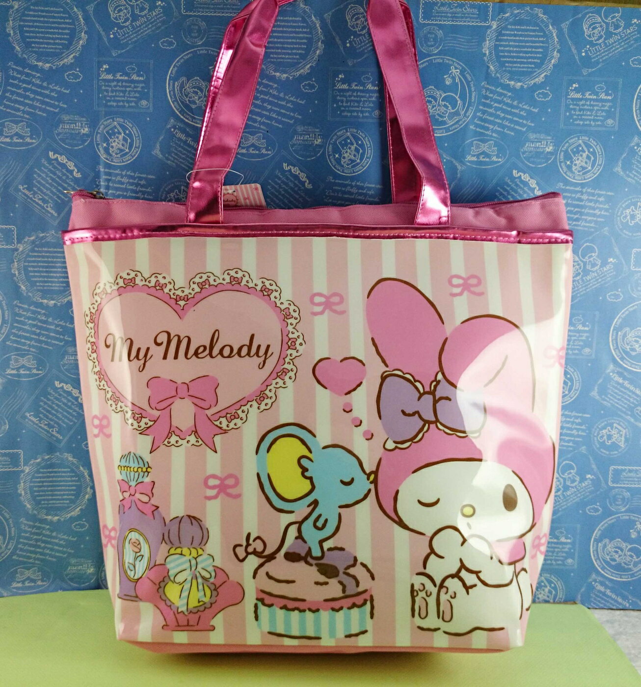 【震撼精品百貨】My Melody 美樂蒂 手提包 保溫 條紋 震撼日式精品百貨