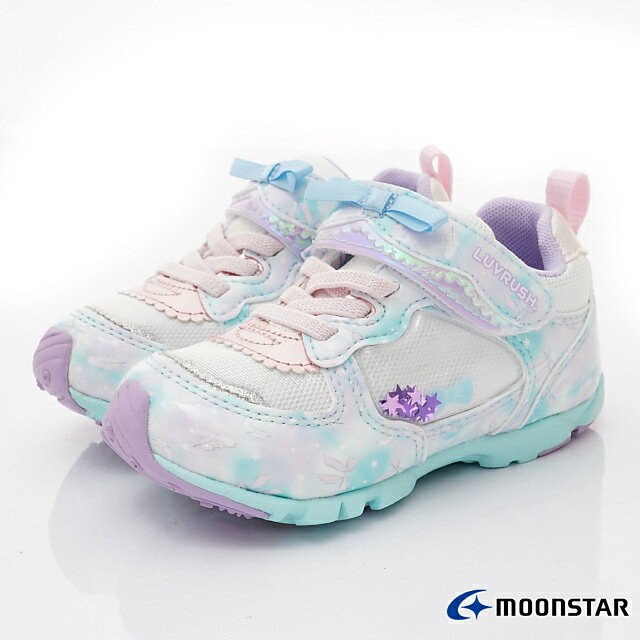 日本月星Moonstar機能童鞋LUVRUSH甜心競速運動鞋款11218白湖綠(中大小童)