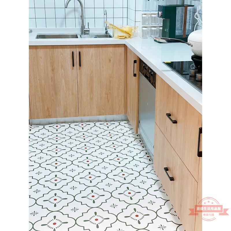pvc廚房地板貼自粘防滑防油耐磨可擦洗墻紙入戶免洗浴室家用防水