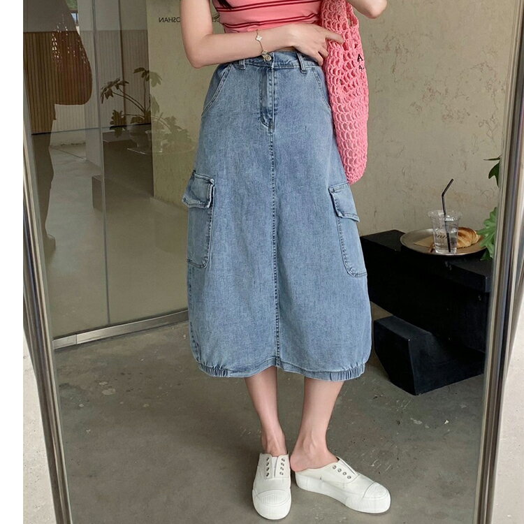 彈力牛仔裙(M-3L)   【B370324】 2