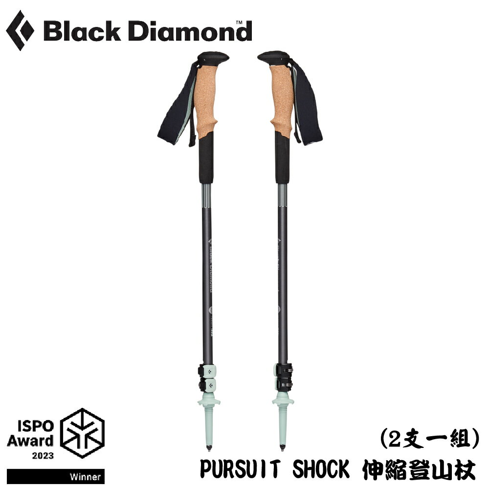 【Black Diamond 美國 Pursuit Shock伸縮登山杖(2支一組)《鋼鐵灰/泡沫綠》】110068/手杖/柺杖