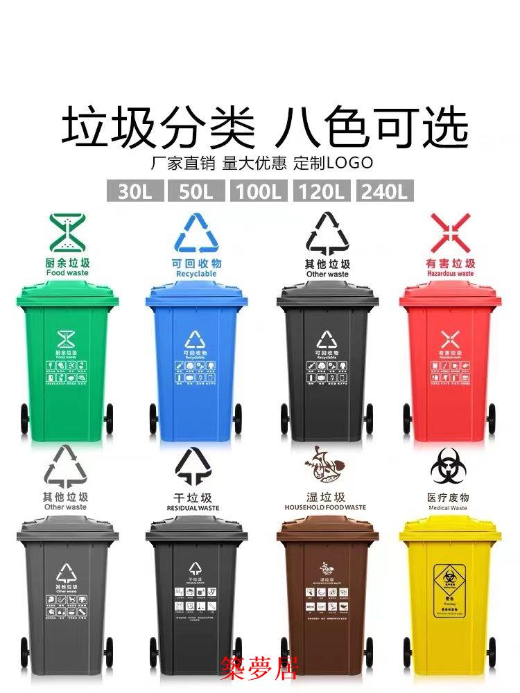 免運 垃圾桶 戶外垃圾桶 分類垃圾桶大號商用廚房加厚帶蓋小區環衛物業240L戶外物業垃圾箱可開發票 特惠/快速出貨