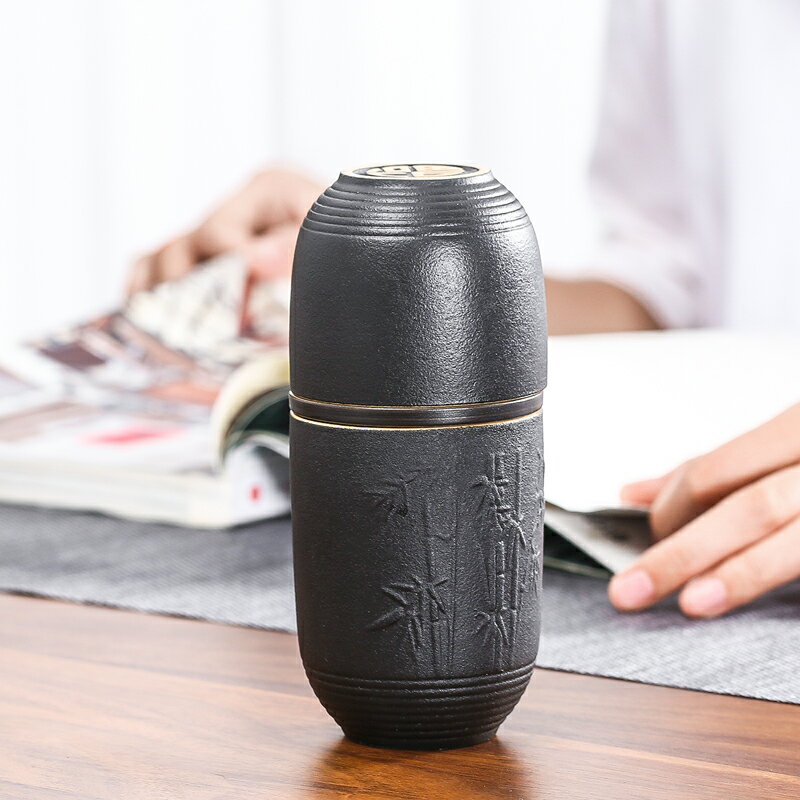 黑陶快客杯泡茶壺茶杯便攜收納袋一壺二杯單人旅行茶具套裝