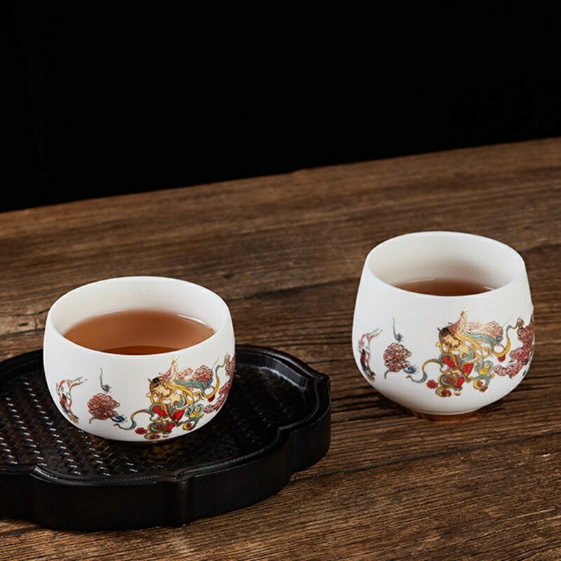 茶杯品茗杯-羊脂玉瓷浮雕描金茶碗4款74aj29【獨家進口】【米蘭