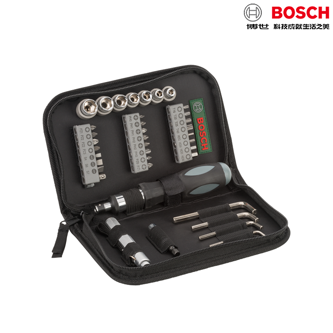 BOSCH 博世 38件多功能配件組 起子套裝 棘輪起子 六角扳手 手電筒 2607019506 工具包