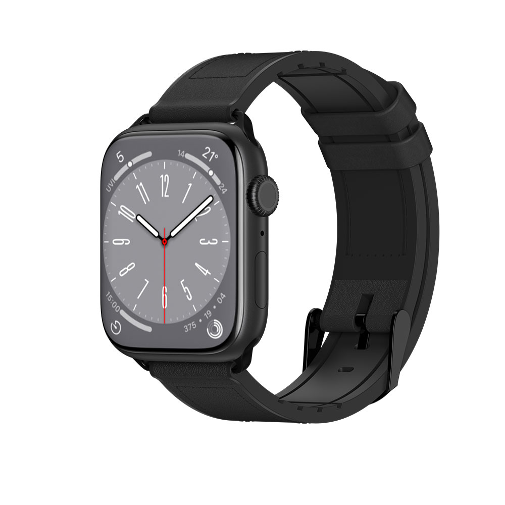 MAGEASY Hybrid 黑 矽膠真皮錶帶 44-49mm H7902 (4895241103599)