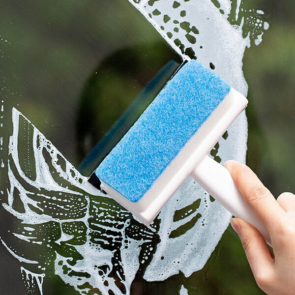 PS Mall【J2486】紗窗刷 刮水器 手柄玻璃窗戶刷 二合一刮水清潔刷