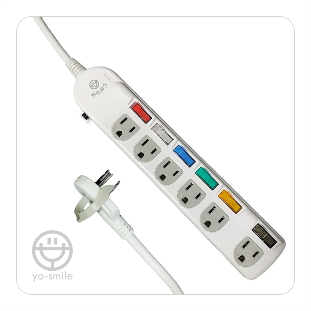 安全達人 SA-6306 3P超薄電腦延長線(6插6開) 6尺