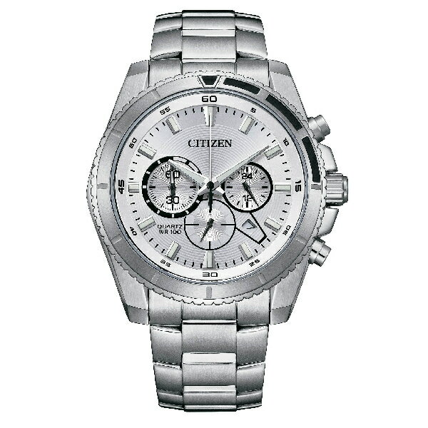 CITIZEN星辰 AN8200-50A 紳士三眼計時不鏽鋼時尚腕錶 白麵 44mm｜樂天全館特惠中★指定刷卡回饋10%
