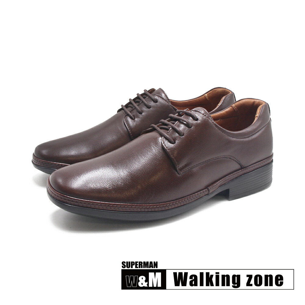 WALKING ZONE(男)SUPERMAN系列 經典紳士綁帶輕量減壓皮鞋 男鞋-咖啡色