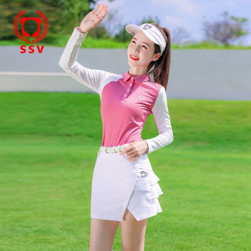 高爾夫服裝女套裝長袖上衣短裙GOLF運動球韓版修身安全褲白色時尚