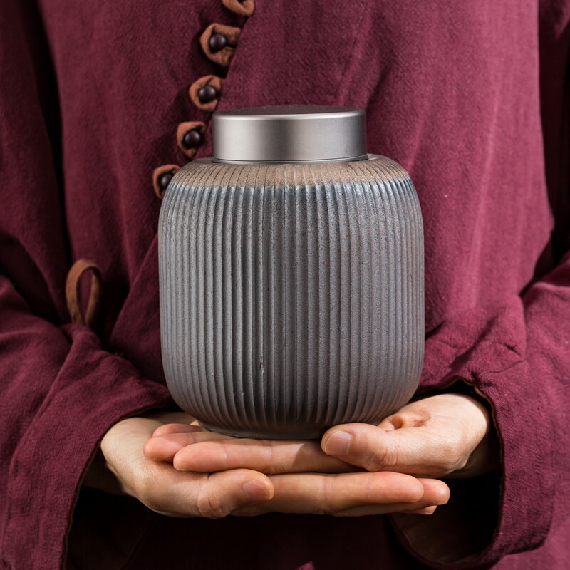 茶葉罐陶瓷密封罐粗陶大小號家用儲物罐復古無釉防潮創意茶葉包裝