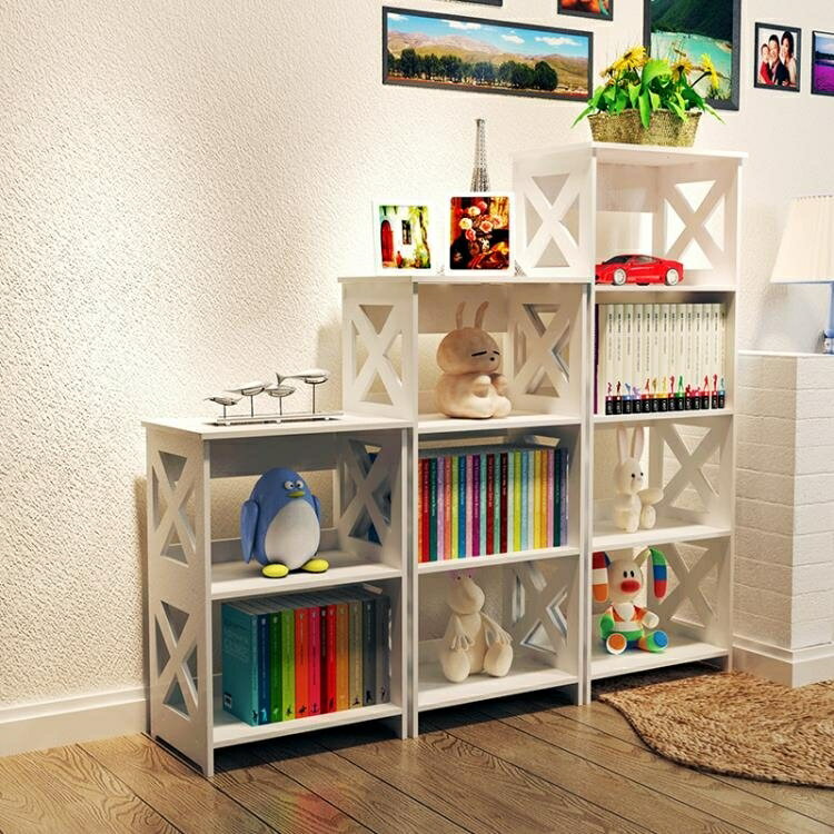 兒童書架落地簡易置物架創意小學生組合書櫃多層收納櫃子簡約現代 YDL