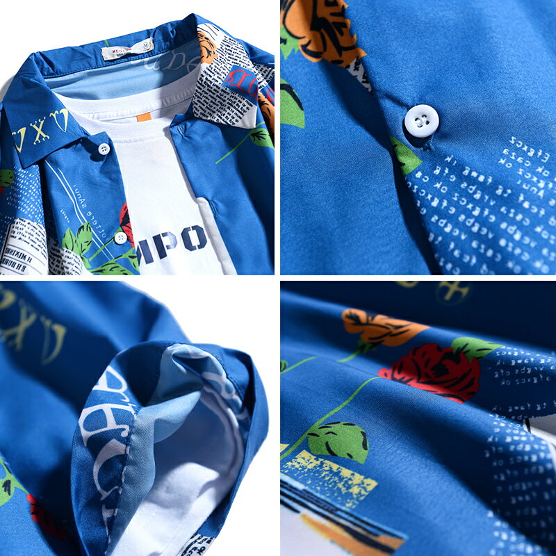 襯衫男女短袖港風ins潮牌痞帥印花襯衣夏季韓版寬松潮流休閑上衣 3