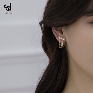 珍珠短款流蘇耳環女小眾設計韓國氣質網紅高級感純銀耳飾2021新款