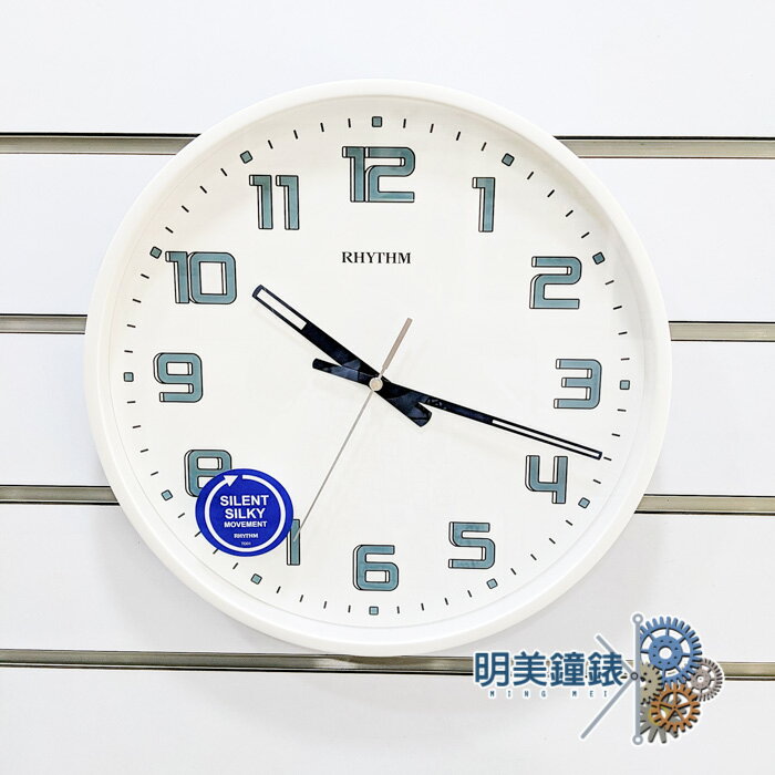 ◆明美鐘錶眼鏡◆RHYTHM 麗聲鐘 CMG599NR03/白X藍綠色塗鴉風數字靜音掛鐘/時鐘