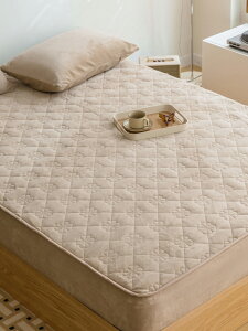 冬季牛奶絨夾棉床笠單件珊瑚絨床罩席夢思防塵罩床墊保護套法蘭絨