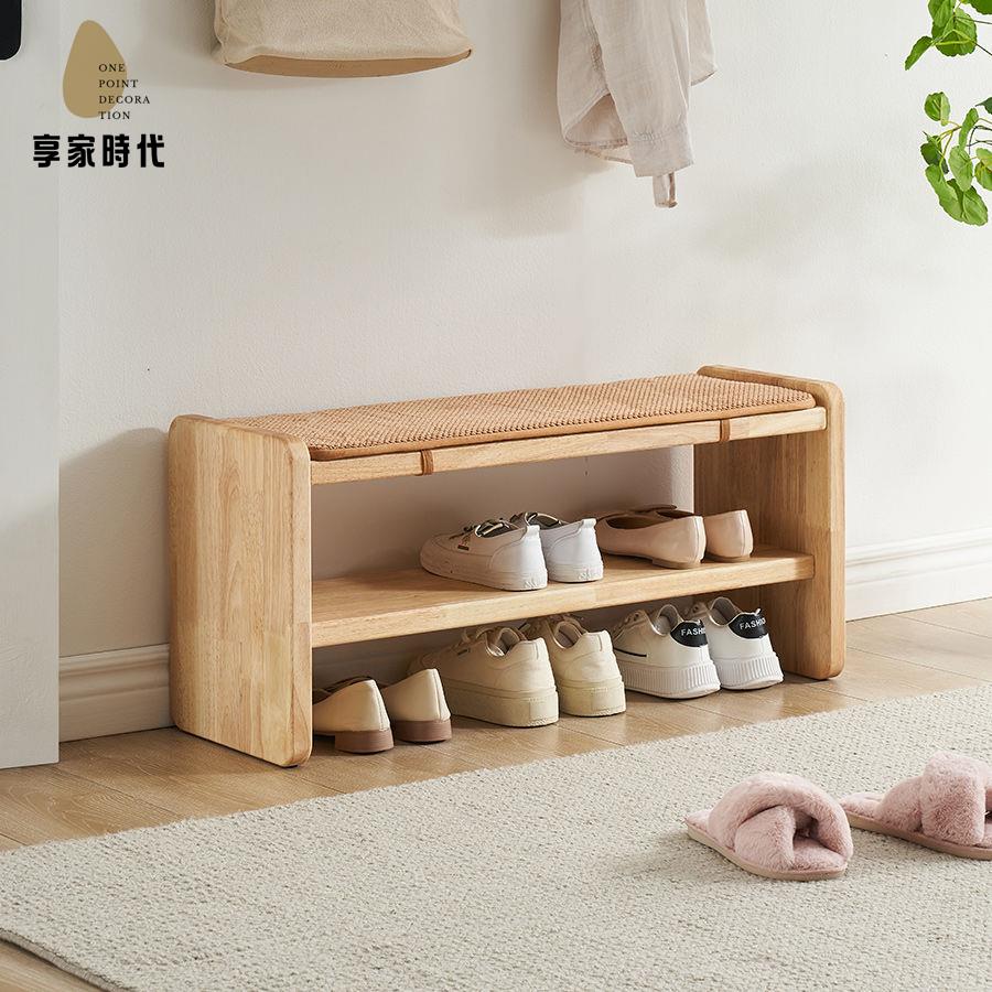 換鞋凳 穿鞋凳 長條凳 鞋架 全實木穿鞋凳鞋架門口簡約家用長條凳進門北歐日式原木玄關 八折減免 特價出 可開發票