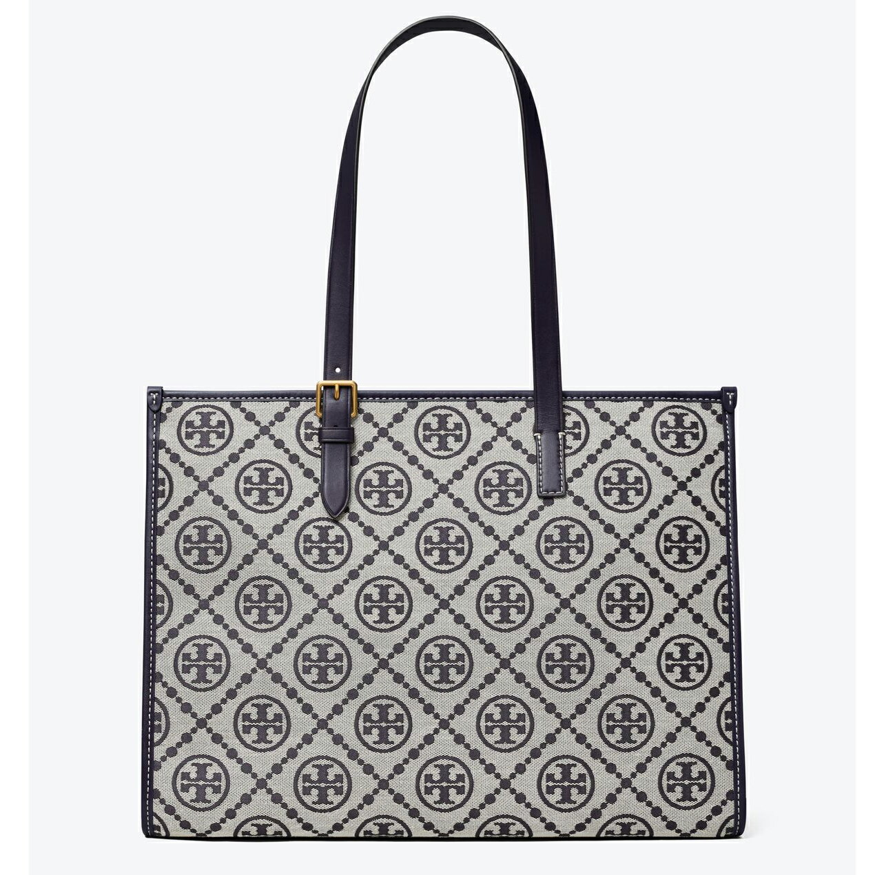 TORY BURCHT Monogram 40 經典老花拉鍊開合提花織物拼皮革飾邊 女款托特包Tote包購物袋單肩手提包 143533~【 購物節優惠 ★ 菲尼斯 國際精品 3折起 】