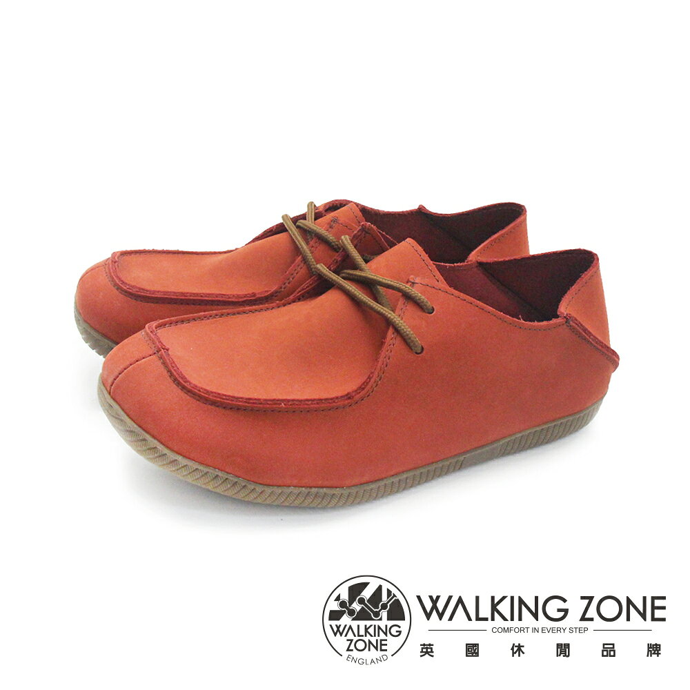 WALKING ZONE(女)可踩式雙穿休閒女鞋-橘紅色