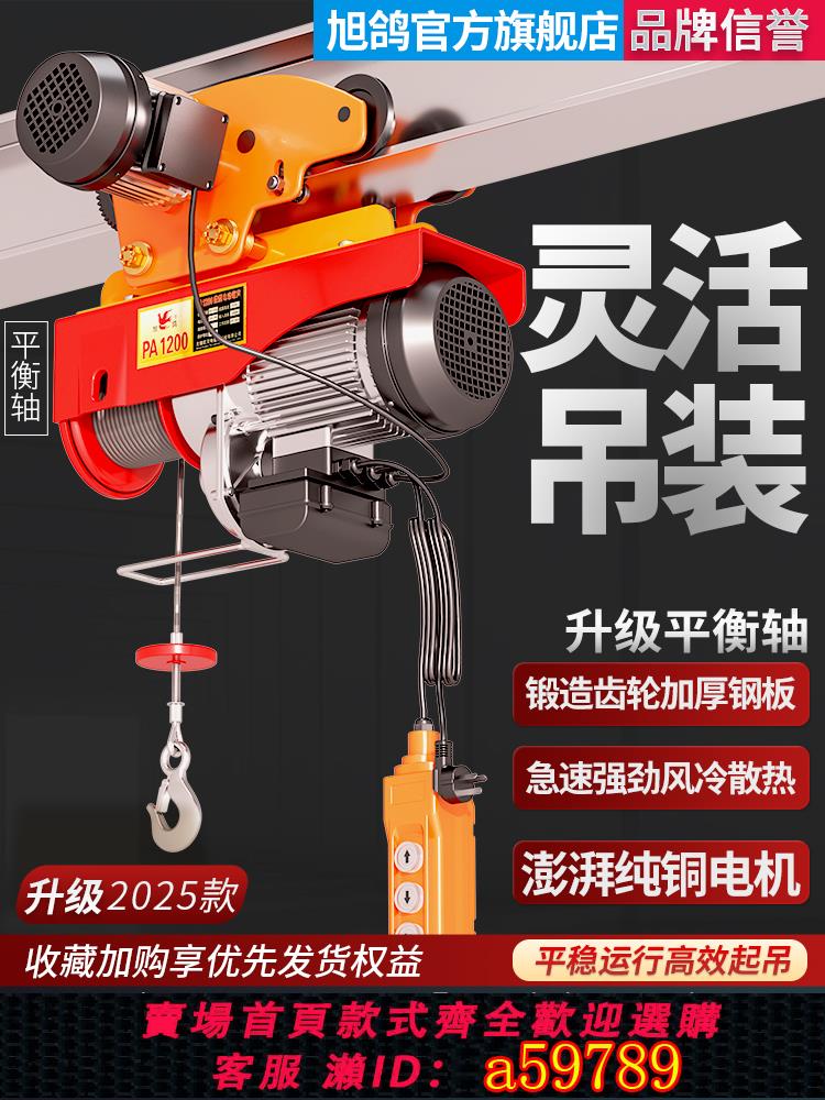 【臺灣公司 可打統編】微型電動葫蘆220V家用小吊機0.5/1噸帶跑車行車升降機航吊起重機