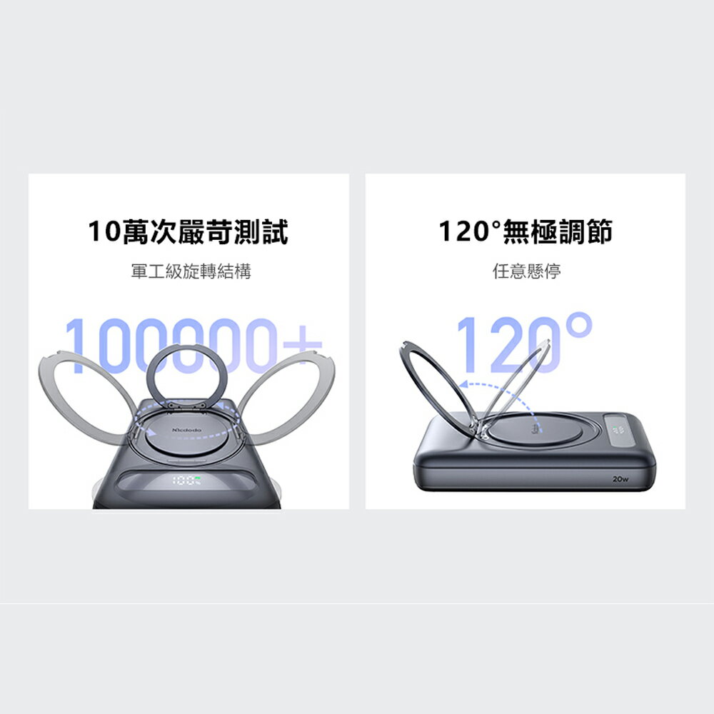 Mcdodo麥多多 LQ MC837 Meta系列20W旋轉支架數顯金屬磁吸行動電源10000mAh 37Wh 3