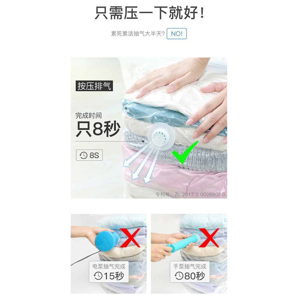 太力 7件組平面/3D立體加厚衣物棉被真空壓縮袋收納袋 防塵防潮 柔韌耐用PA+PE材質 可重複使用 可免用抽氣泵 2