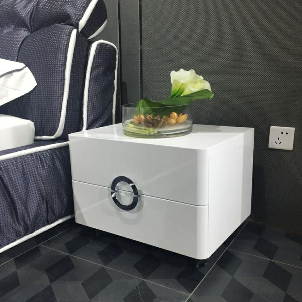 CBD同款床頭櫃現代簡約白色亮光烤漆床邊櫃儲物收納櫃整裝 MKS全館免運
