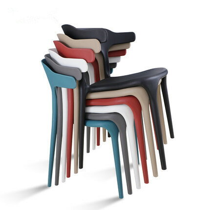 塑料椅子 家用北歐餐椅時尚休閒椅餐廳牛角椅靠背電腦椅